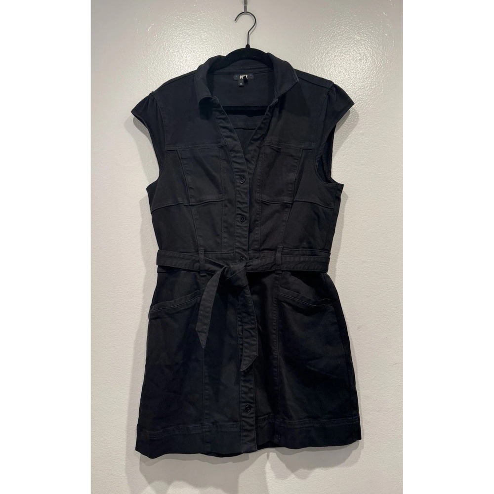 Paige Jaxsyn Mini Dress Belted Washed Black Size 10 Utility Minimalist Modern